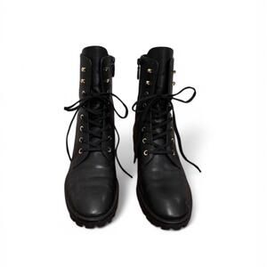 Stuart Weitzman black leather combat boot